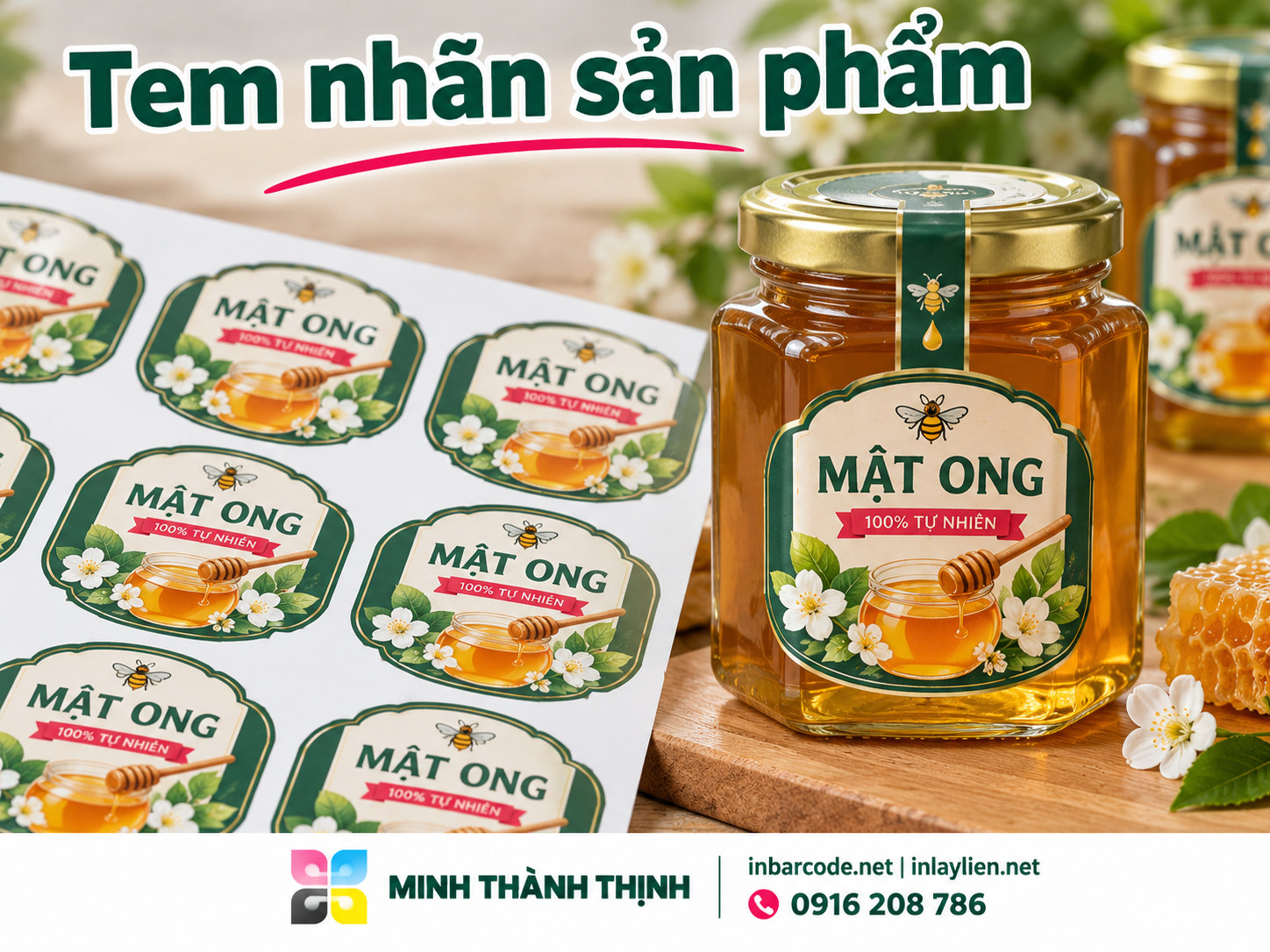 Nhãn mật ong trên hũ – Minh Thành Thịnh