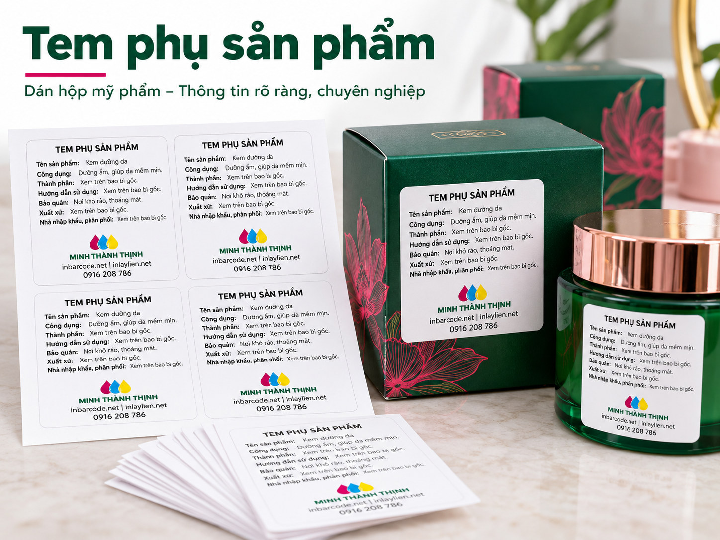 Tem phụ hộp mỹ phẩm – Minh Thành Thịnh