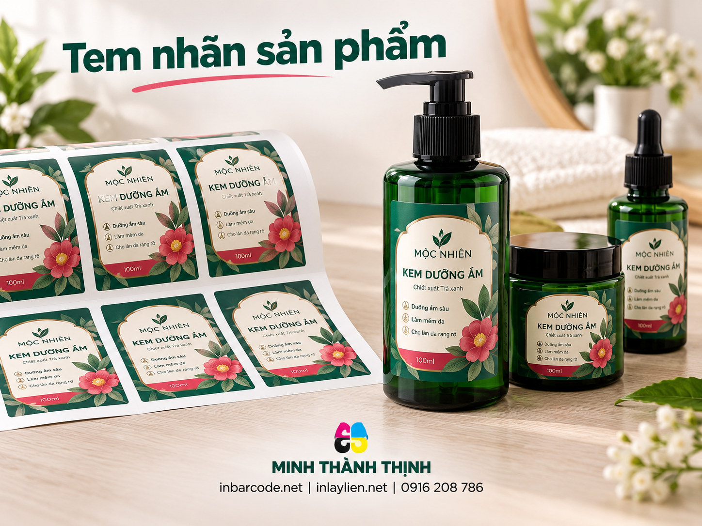 Nhãn mỹ phẩm trên chai – Minh Thành Thịnh