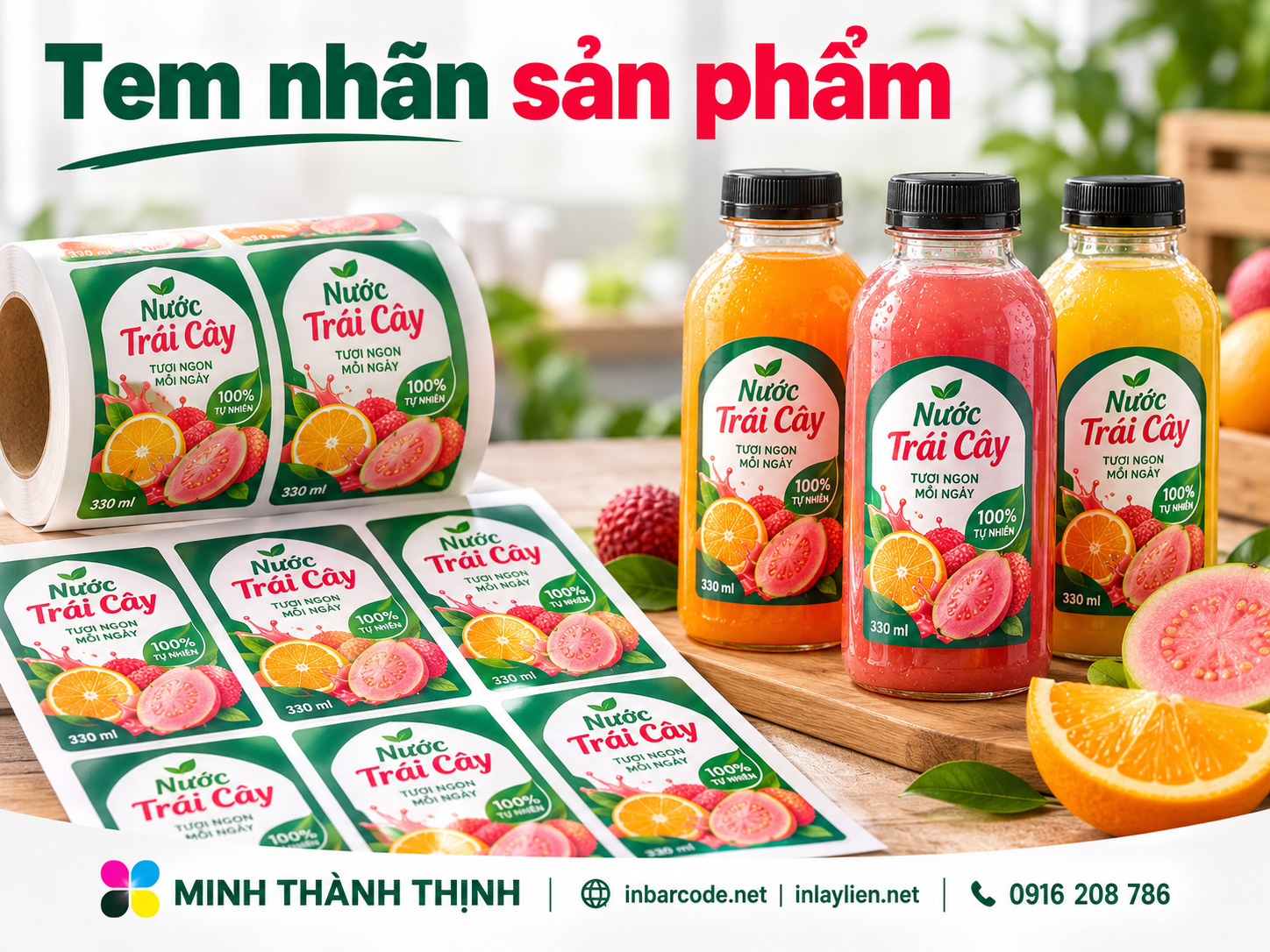 Nhãn nước trái cây trên chai – Minh Thành Thịnh
