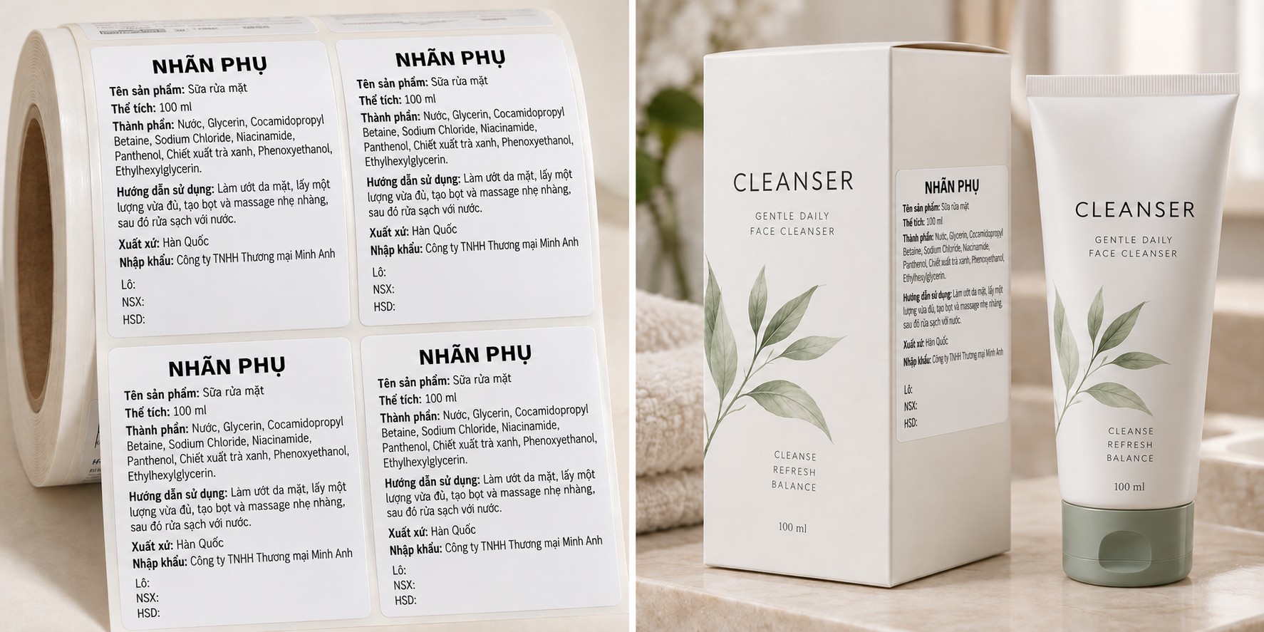 Mẫu tem phụ sản phẩm minh họa