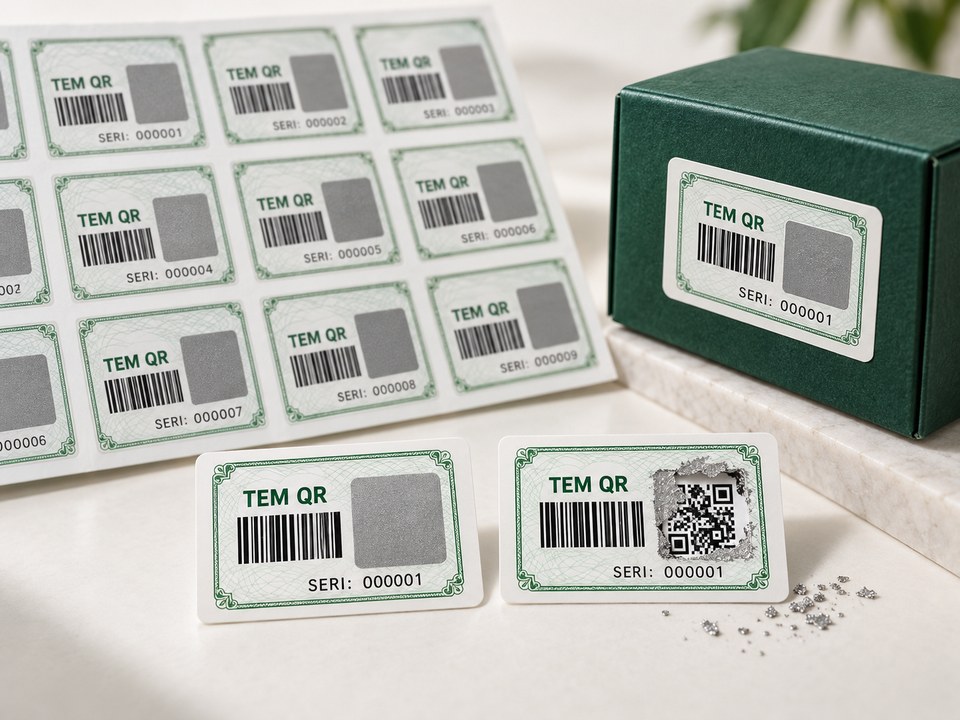 Mẫu minh họa tem QR phủ nhũ cào và serial