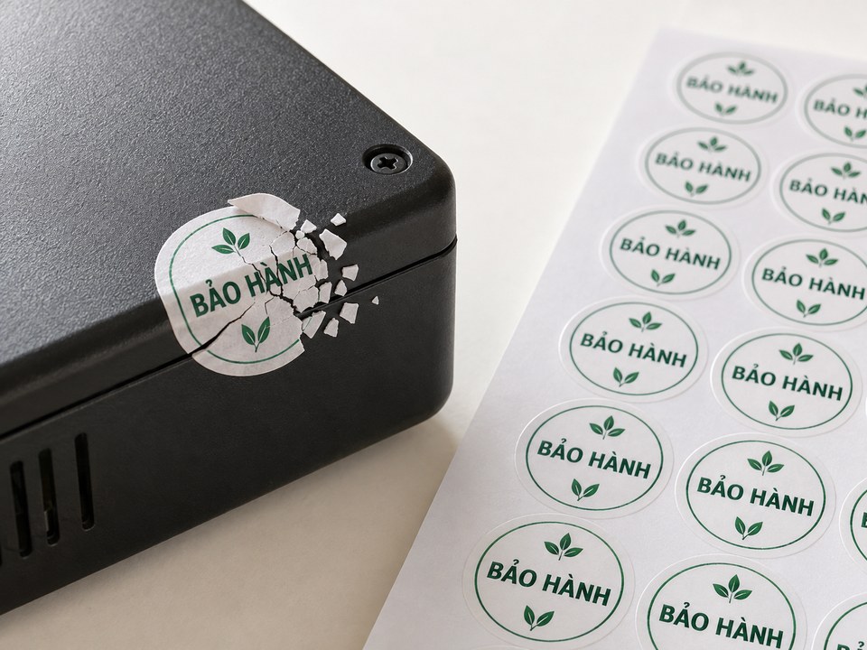 Mẫu minh họa tem vỡ bảo hành khi bóc