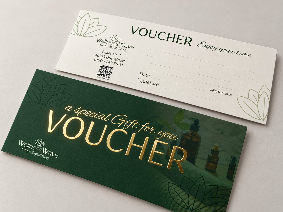 Mẫu Voucher ép kim cao cấp màu xanh đậm